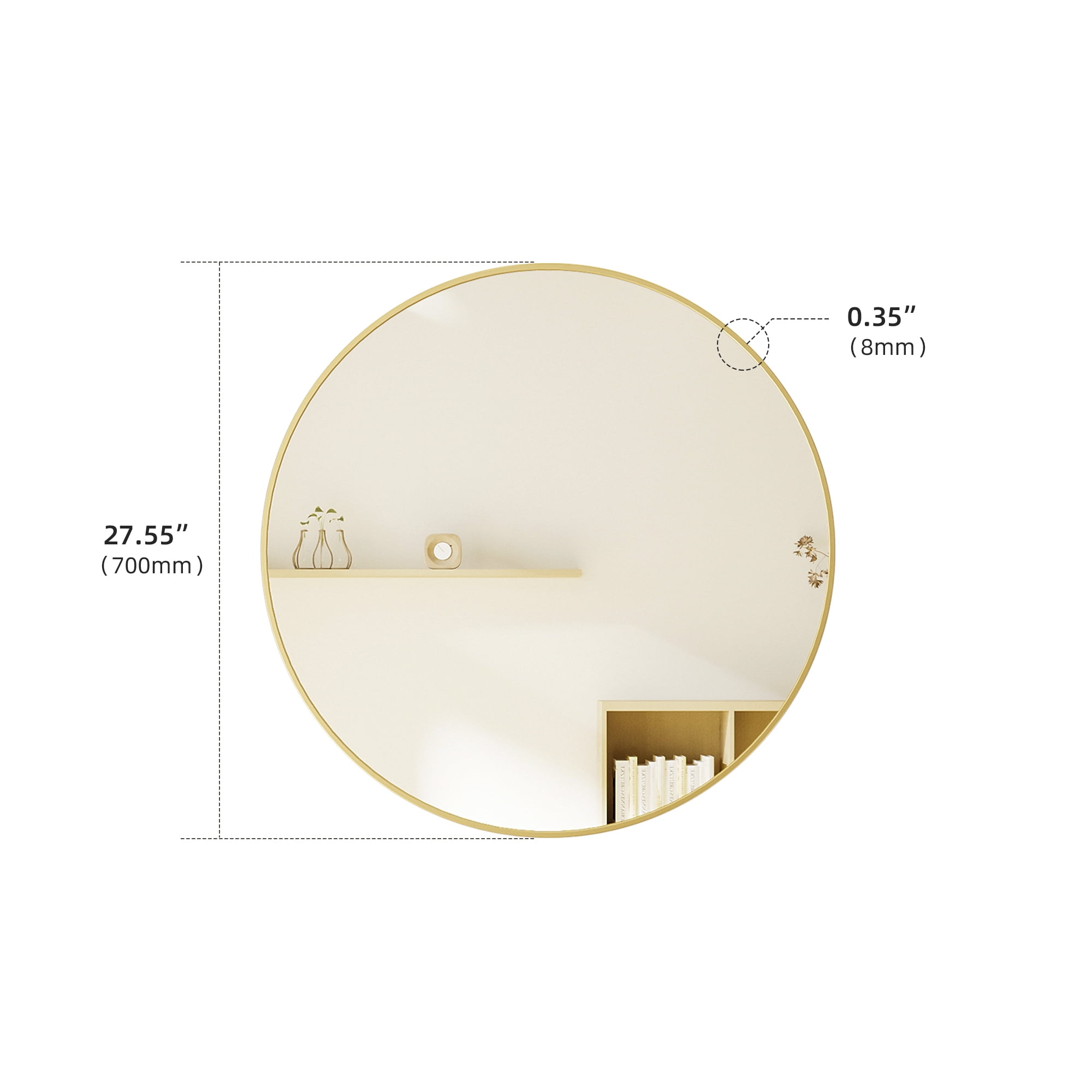YYAo 28" Wall Circle Mirror for Bathroom, Round Mirror for Wall Hanging Round Mirror for Living Room, Vanity, Bedroom, Gold Border YYAo 28" Wall Circle Mirror for Bathroom, Round Mirror for Wall Hanging Round Mirror for Living Room, Vanity, Bedroom, Gold Border