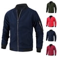 thumbnail image 3 of WREESH Fashion Jacket Men'S Casual Baseball Uniform Stand Collar Jacket Solid Pocket Zipper Long Sleeve Tops Jacket Coat Wine, 3 of 3