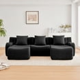 thumbnail image 3 of FFZ U-Shaped Soft Teddy Fabric Boneless Sofa Chaise Anti-Slip 32D Sponge Black For Living Room Reading Nook, 3 of 14