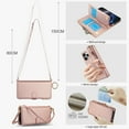 thumbnail image 2 of for iPhone 16 Pro Wallet Case, Multi-Functional Purse Case with Card Holders Zipper Pocket, RFID Blocking Full Body Case, Shoulder Strap Wristband Crossbody Cover for iPhone 16 Pro, Rosegold, 2 of 7