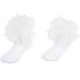 thumbnail image 5 of mgoYE Ruffle Socks for Girls Baby Girls Socks Ruffle Lace Frilly-Dress Socks for Newborn Infant Toddler(White,1-3 Years), 5 of 9