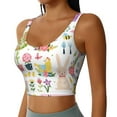 thumbnail image 2 of Xecao Spring Flowers Birds for Sports Bra with Removable Pads, Crop Tank Top Design, Women's Longline Sports Bra - Non-Wired - Large, 2 of 9