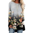 thumbnail image 1 of Grianlook Long Sleeve Fall Autumn Shirts for Womens Floral Christmas Tops Asymmetrical Hem Tunic Top Shirts, 1 of 2