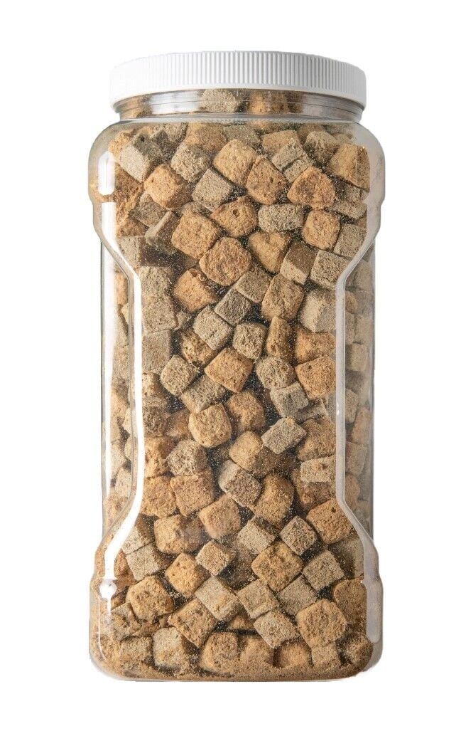 Freeze Dried Floating Brine Shrimp and Tubifex Cubes for All Tropical Fish, Marine Fish, Discus, Cichlids, Koi & Pond Fish, Turtles…5oz Med Jar