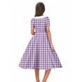 thumbnail image 4 of Iyufng Women's Checkered Printed Dresses Hepburn-Style Dress Fitted Waist Button-Down Dress, 4 of 6