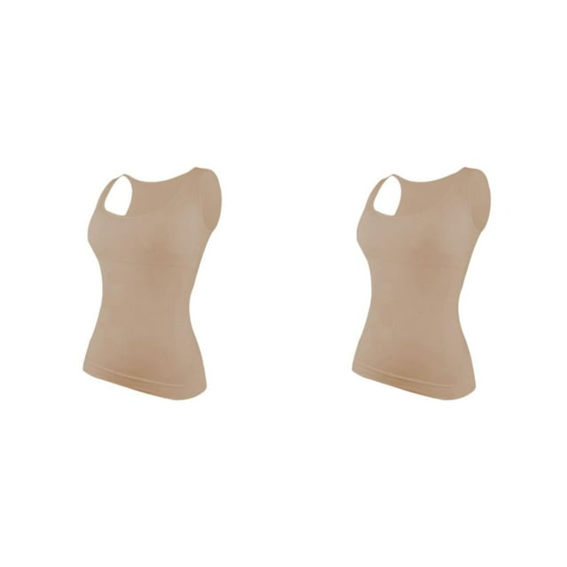 Qarigey Chaleco adelgazante de verano para mujer, camisetas de apoyo para el pecho para entrenamiento de ejercicio para mujer, ropa deportiva Color de piel L 2piezas