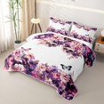 thumbnail image 3 of Homewish Gothic Skulls Quilt King for Boys Girls, Watercolor Butterfly Wildflower King Coverlet Set, 3-Piece, 3 of 7