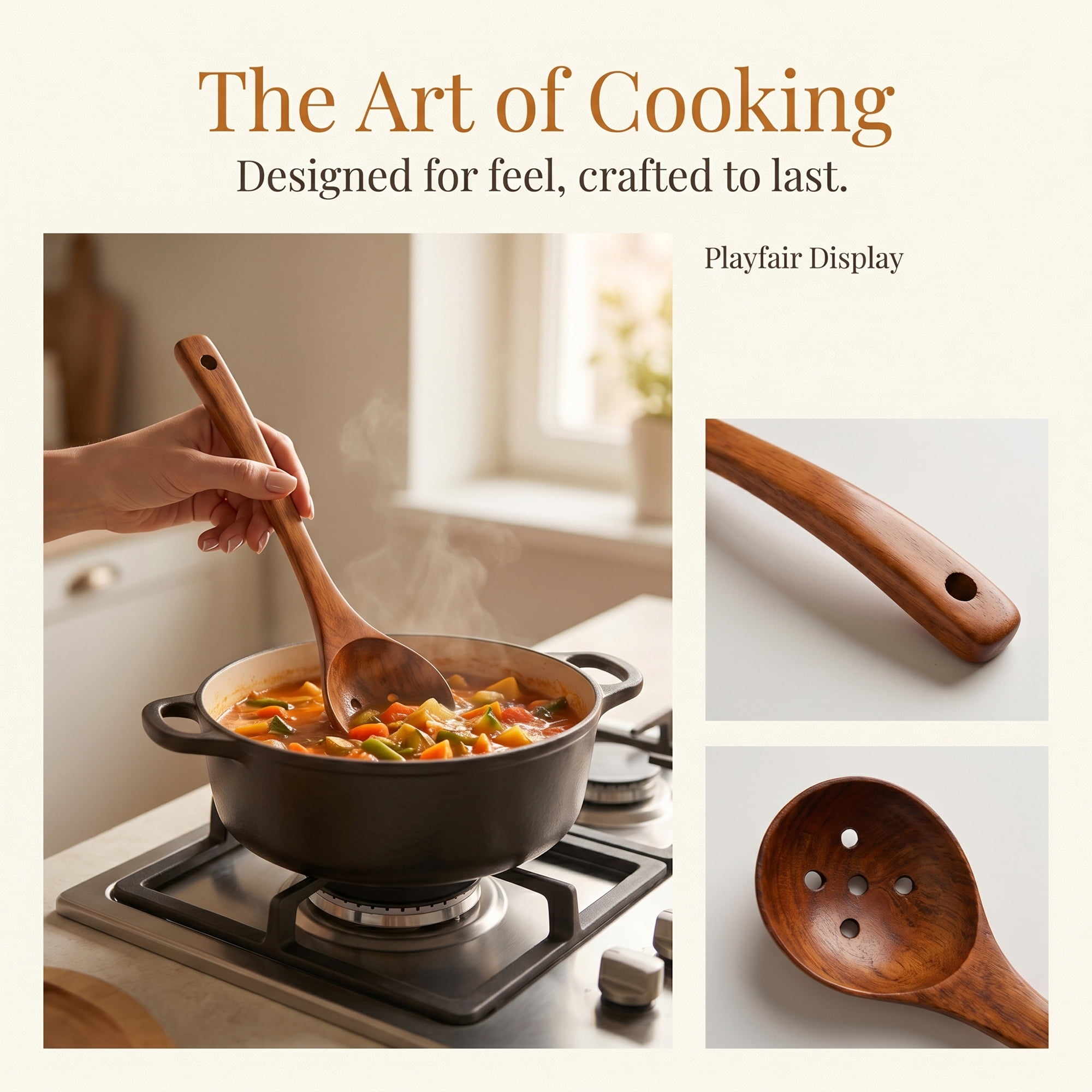 Unique Bargains Heat Resistant Kitchen Utensil Wooden Cooking Slotted Spoon 11"x3"