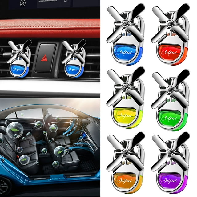 Fiudx Aromaterapia para Coche, Diseño de Molino de Viento de Cuatro Hojas, Extracto de Flores Naturales, Cobertura de Aroma de 360°, Fragancia Duradera, Decoración Del Vehículo, Material Abs Ecológic