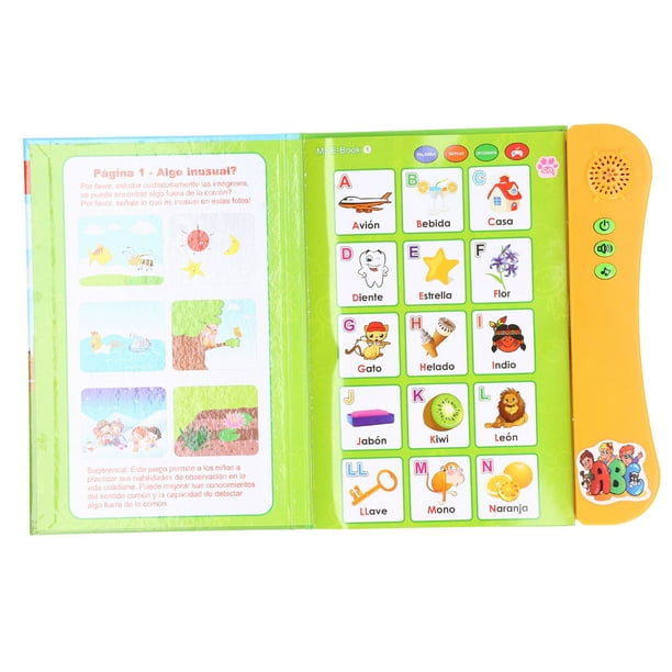 Libro de sonidos electrónico para nios, números educativos, frutas, mejora la curiosidad, aprendizaje de espaol, libro de sonidos, animales del alfabeto para nios de más ANGGREK AC8079