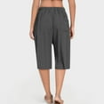 thumbnail image 4 of Tnhcen Women's Drawstring Waist Wide Leg Culottes Nylon Spandex Matte Fabric Cropped Pants Casual Lounge Capri Pants with Pockets S-2XL Multiple Colors Available, 4 of 8