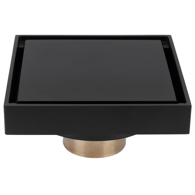 Desagüe de suelo de ducha negro, colador de cobre para cocina, baño y balcón, 10 x 10 cm