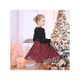thumbnail image 4 of Sunny Fashion Girls Dress Velvet Red Black Plaid Tartan Patchwork Tulle Bow Warm Fall Winter Holiday 12 Years, 4 of 7