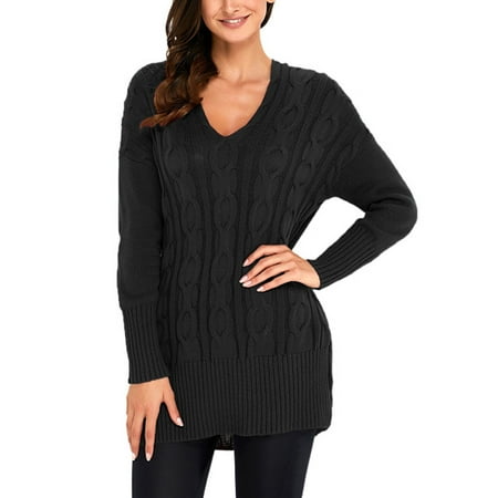 New for Fall! HIMIWAY Elevate Your Style Game with Our Luxurious Women s Knitwear Stay Warm and Stylish All Winter Long! Soft and Trendy Women s Knit Top Black XL
