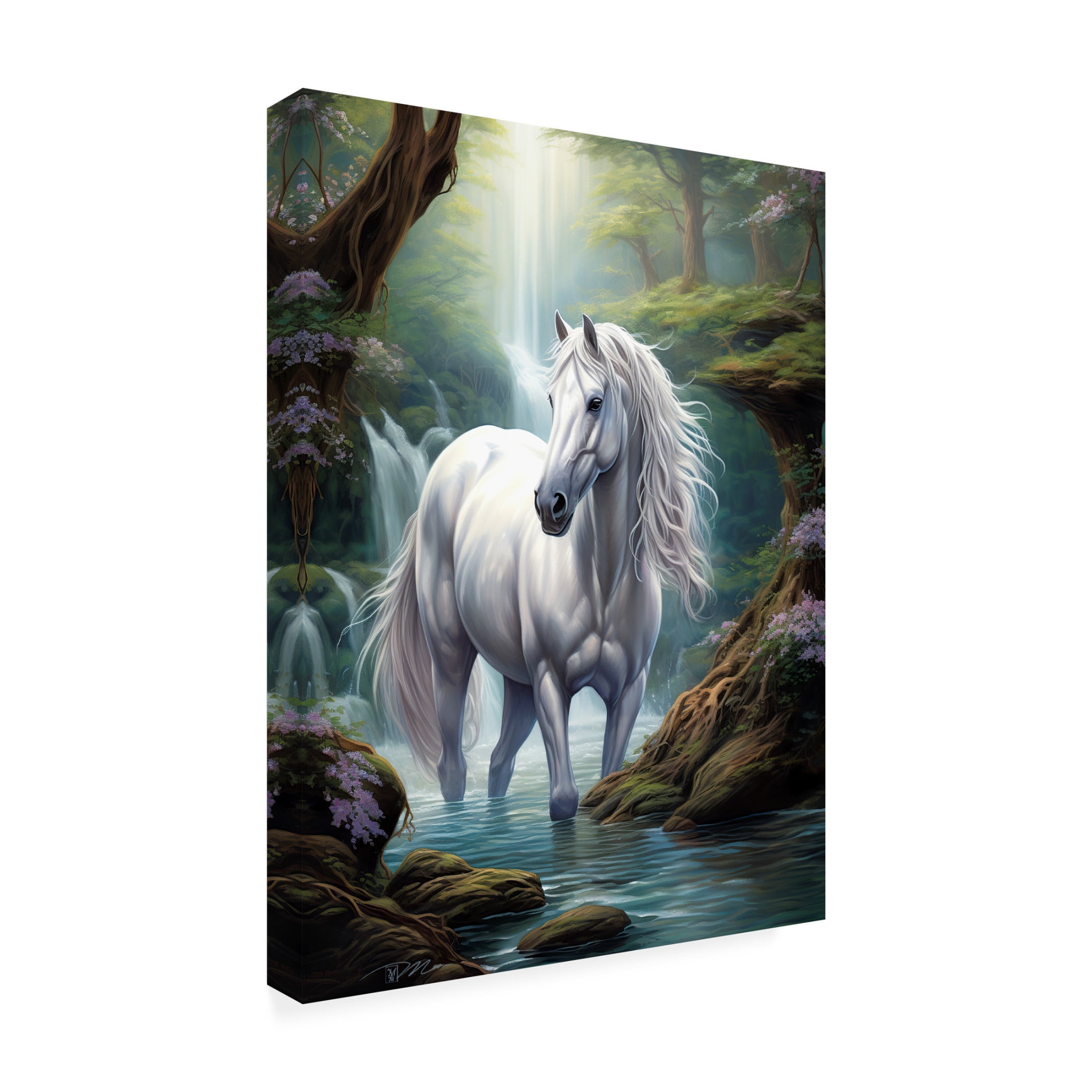 Canvas Wall Art - Momart 'Fairy White Horse' Wall Art for Living Room, Bedroom, or Office Décor by Trademark Fine Art - 24 x 32 Inches