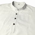 thumbnail image 5 of APEXFWDT Men's Stand Collar Cotton Linen Shirt Casual Short Sleeve Banded Collar Shirt for Vacation,L,White, 5 of 6