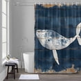 thumbnail image 5 of Whale Silhouette Bathroom Shower Curtain, Ocean Vintage Watercolor Wood Grain Waterproof Washable Soft Bath Curtain for Bathtub Decor with 12 Hooks&Grommet, 36x78 Inch, 5 of 9