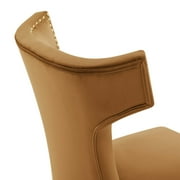Modway Curve Performance Velvet Dining Chairs - Set of 2 in Cognac
