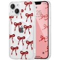 thumbnail image 1 of FABEN-Magnetic pour iPhone 13/14 Étui, Étui Nœud Compatible avec MagSafe, Ruban Clair Sans Fil Couverture de Téléphone Esthétique Anti-Jaunissement Antichoc Protectrice pour Femmes Filles - Bourgogne, 1 of 4