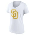 thumbnail image 2 of Women's White San Diego Padres Official Logo V-Neck T-Shirt, 2 of 3