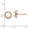 thumbnail image 3 of Sterling Silver Rose-Tone White Created Opal & Cz Halo Post Earrings (8.72 X 8.75) Made In China qe16407, 3 of 5
