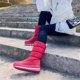 thumbnail image 5 of Botines Antideslizantes para Mujer Al Aire Libre Botas Con Plataforma Forradas Piel Hasta Media Pantorrilla (36) Rojo, 5 of 8
