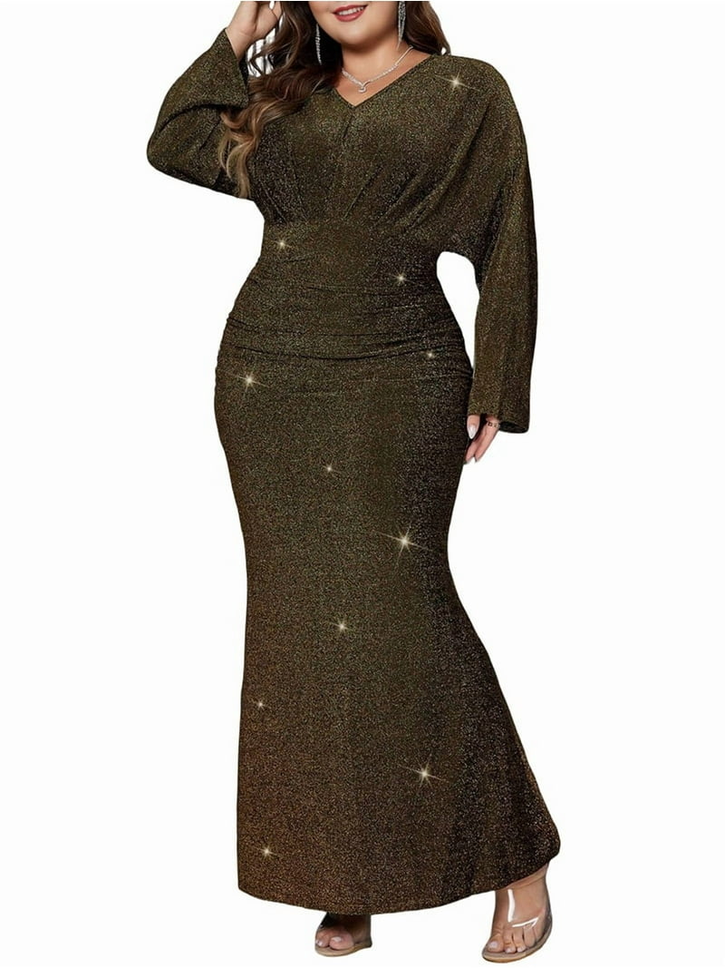 strapless open back dress Radiant Gold Sequin Lace Prom Dresses Ruffled Off The Shoulder Evening Dress 24050 Custom Colors / US14 main image 1