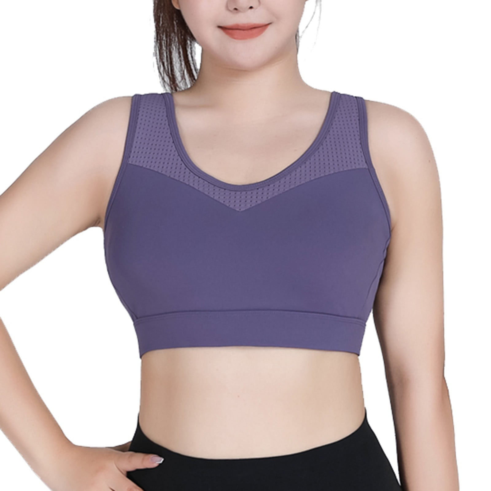 RQYYD High Impact Sports Bras for Women Plus Size Racerback Workout Bra for  Running Fitness Purple 4XL 