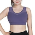thumbnail image 4 of Hinvhai Women's Large Size High-strength Shockproof Sports Underwear Breathable Yoga Vest Fitness Running One-piece Fixed Cup Bra On Clearance Purple 18(XXXXXL), 4 of 9
