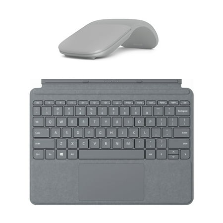 Microsoft Surface Arc Touch Mouse Platinum+Surface Go Signature Type Cover Platinum - Bluetooth Connectivity for Mouse - Pair Keyboard w/ Surface Go - Made w/ Alcantara Material - Innovative full