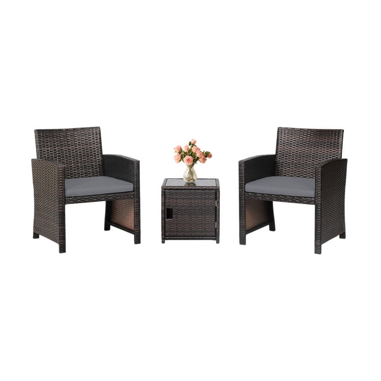 Aimee Lii 3 Pieces Patio Wicker Furniture Set with Storage Table and Protective Cover, Outdoor Patio Furniture, Gray Aimee Lii 3 Pieces Patio Wicker Furniture Set with Storage Table and Protective Cover, Outdoor Patio Furniture, Gray