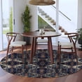 thumbnail image 3 of Round Rugs 7Ft, Boho Black Blue Round Area Rug Washable Indoor Throw Carpet, Modern Abstract Geometric Retro Large Non Slip Circle Rug for Dining Room Playroom Home Decor Aesthetic, 3 of 8