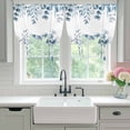 thumbnail image 4 of Blue Eucalyptus Leaves Balloon Curtains for Living Room/French Door, Watercolor Spring Summer Botanical Tie Up Curtains 63 Inch Length Energy Saving Kitchen Curtains Shades for Windows 42"x63", 4 of 8