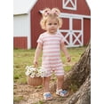 thumbnail image 6 of BemeyourBBs Infant Baby Girl Boy Summer Striped Romper One Piece Outfit Casual Short Sleeve Stripes Print Jumpsuit Shorts Baby Basic Clothes, 6 of 9