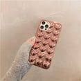 thumbnail image 2 of 3D Cartoon Phone Case Compatible with iPhone 12 Mini, Soft Silicone Creative Design Protective Bumper Case Cover (Hearts Rose Gold, iPhone 12 Mini), 2 of 12