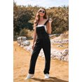 thumbnail image 3 of Pink Queen Women Long Denim Bib Overalls Jeans Wash Pants Black XL, 3 of 6