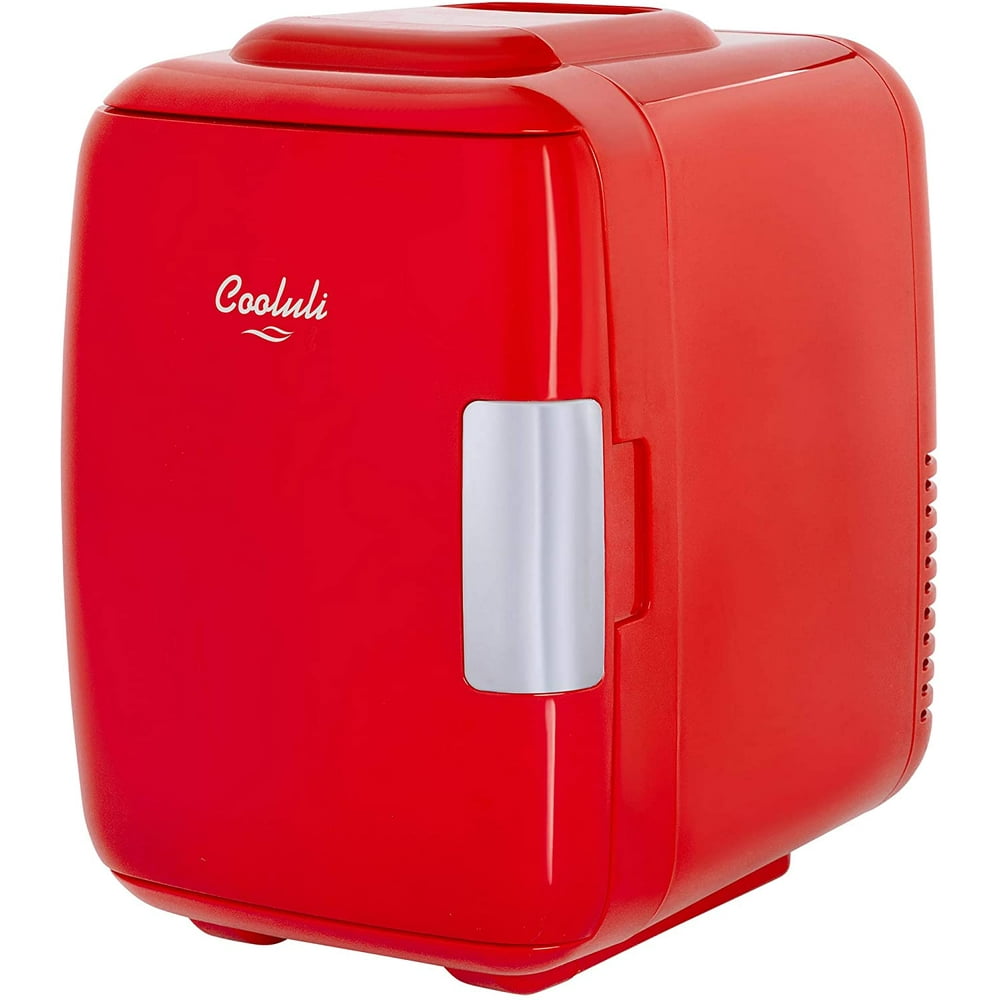 Cooluli Classic Red 4 Liter Compact Cooler Warmer Mini Fridge with AC/DC/USB Power Great for