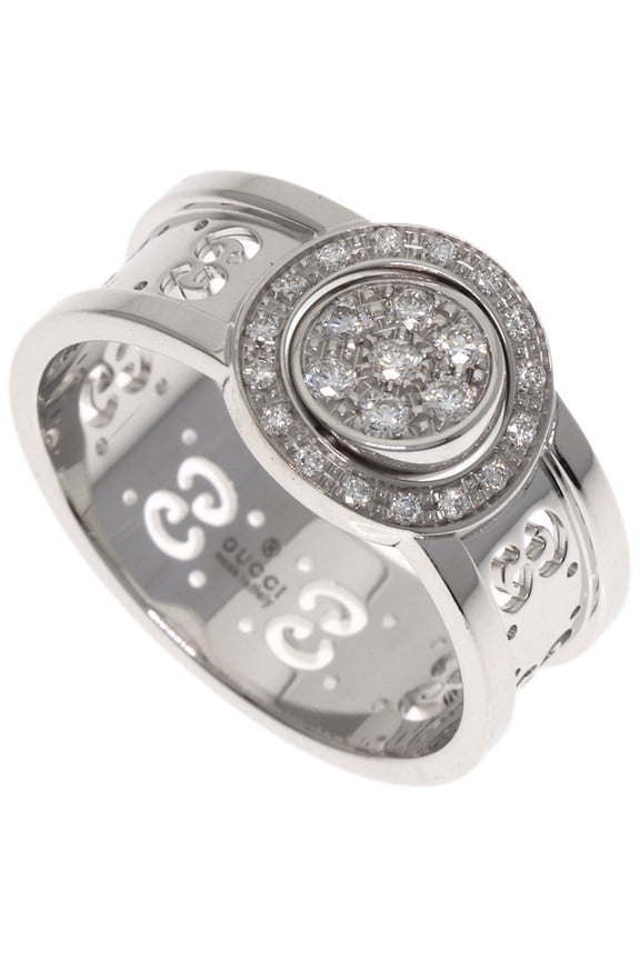 Pre-Owned Gucci Icon Twirl Diamond Ring #12, 18K White Gold, Women's.