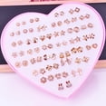 thumbnail image 4 of Mightlink 36 Pairs Women Ear Studs Set Shining Multi-Color Cartoon Lightweight No Harm Decorative Stainless Different Shapes Stud Earrings Set Gift, 4 of 7