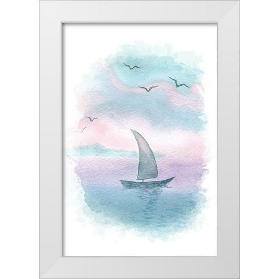 Fay, Mela 17x24 White Modern Wood Framed Museum Art Print Titled - Sailboat Landscape I