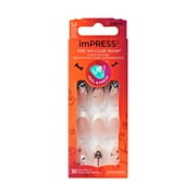 KISS imPRESS Halloween Press On Nails Almond, ‘Drop-dead Gorg’, White, Medium, 30 Count
