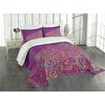 thumbnail image 3 of Ambesonne East Quilted Bedspread Set 3 Pcs, Floral Paisley Art, King Size, Multicolor, 3 of 5