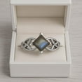 thumbnail image 3 of Mooneye 5mm Square Shape Natural Labradorite 925 Sterling Silver Celtic Women Wedding Ring, 3 of 7