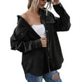 thumbnail image 5 of vigerkar Womens Long Sleeve Button Down Boyfriend Shirts Casual Shacket Jacket Coats (Black, M), 5 of 5