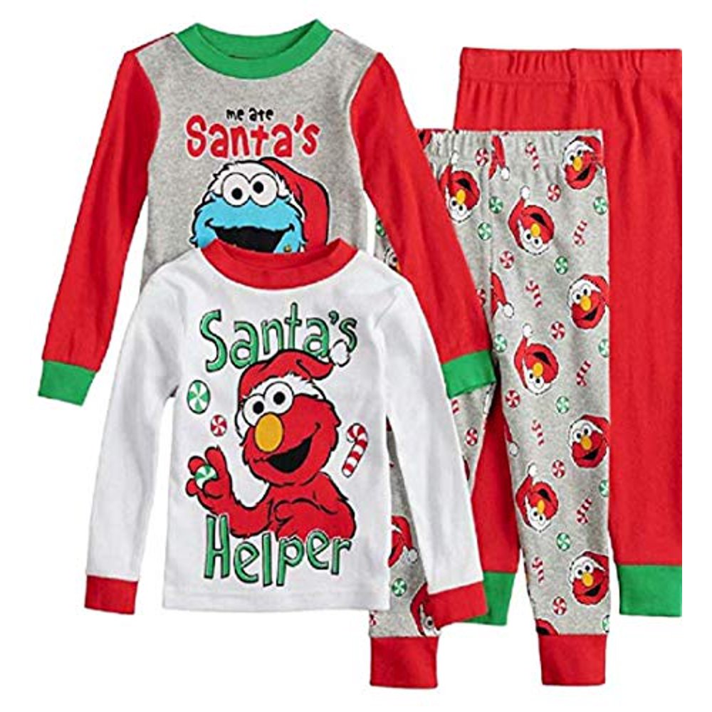 AME Elmo & Cookie Monster Christmas Pajamas Boys Holiday Santa Pjs 4
