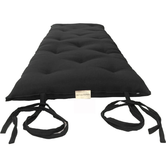Traditional Japanese Floor Rolling Futon mattresses 80 x 39 x 3, Cotton/Polyester Fiber/Foam, Shikifuton Black