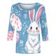 thumbnail image 3 of Tops de Cuello Redondo para las Mujeres Blusas Casuales 3/4 Manga Impresa Camiseta de Carnaval Moda Verano, 3 of 7