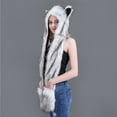 thumbnail image 6 of SBYOJLPB Hats for Women Male Female Faux Animal Hood Cap Mittens Ears Cartoon Hat Gloves Scarf Pocket, 6 of 6