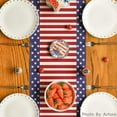 thumbnail image 3 of Stripes Stars 4th of July Table Runner, Patriotic Memorial Day Holiday Kitchen Dining Table Runners for Home Party Decor 13x60 Inch, 3 of 6