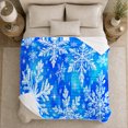 thumbnail image 5 of Blue Snowflake Crystal Design, Festive Holiday Scene, Warm Flannel Blanket for Living Room and Reading Nook with Detailed Artwork, Art Lovers Friendship Gift, Festive Home Decor, 5 of 9